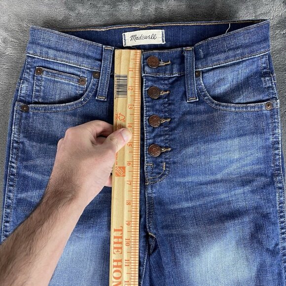 Madewell Womens 10” High-Rise Skinny Blue Denim Distressed Jeans Size 24 - Picture 9 of 11